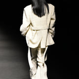 White side pleated tweed jacket