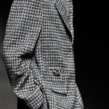 Blue front zip detail tweed jacket