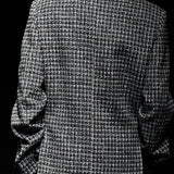 Blue front zip detail tweed jacket