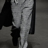 Blue side slit hem tweed pants