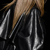 Black signature faux leather trench coat