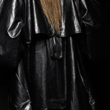 Black signature faux leather trench coat