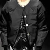 Black round collar padded jumper