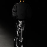 Black round collar padded jumper