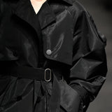 Black signature detail trench short coat