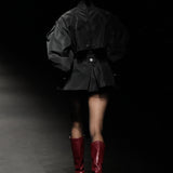 Black signature detail trench short coat