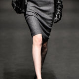 Grey embroidered minimal skirt