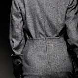 Grey embroidery detail wool jacket