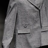 Grey front zip detail wool jacket