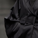 Black sleeve pleated wool jacket