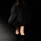 Black sleeve pleated wool jacket