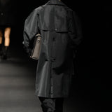 Black signature detail trench coat