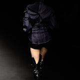 Blue off-shoulder denim shirt