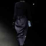 Blue pocket detail denim skirt