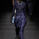 Blue pocket detail denim skirt