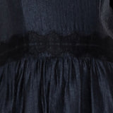 Navy square neck unbalanced flare one-piece dress