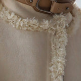 High-neck fur-trimmed shearling jacket