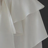 Ruffle tie blouse white