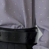 Polka dot ribbon blouse lavender gray