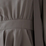 V-neck tie drape unbalanced one-piece