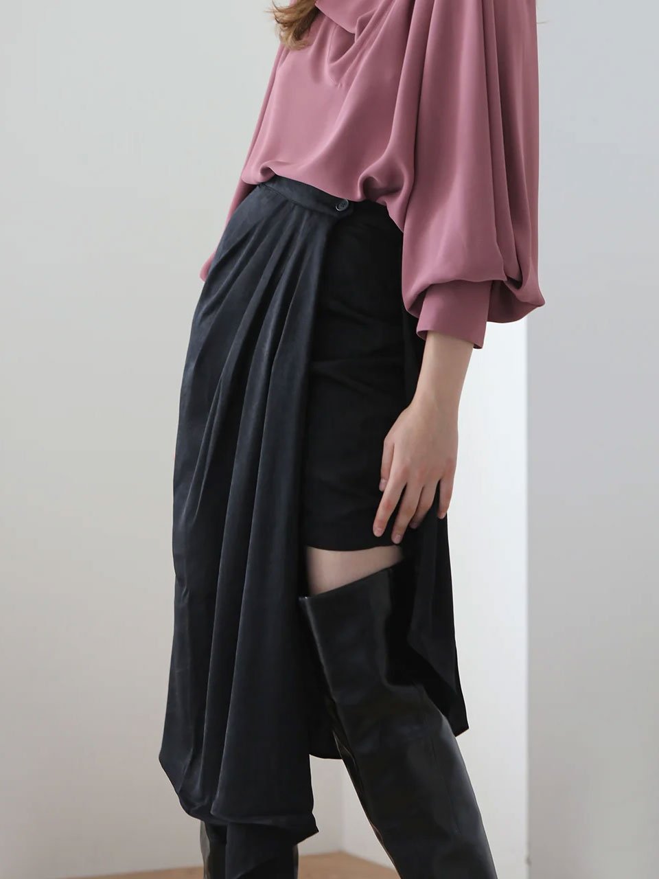 Draped asymmetric wrap skirt - fasfas