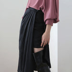 Draped asymmetric wrap skirt - fasfas
