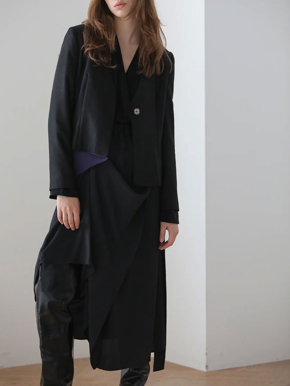 Draped midi skirt black - fasfas