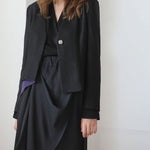 Draped midi skirt black - fasfas