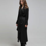 Draped midi skirt black - fasfas