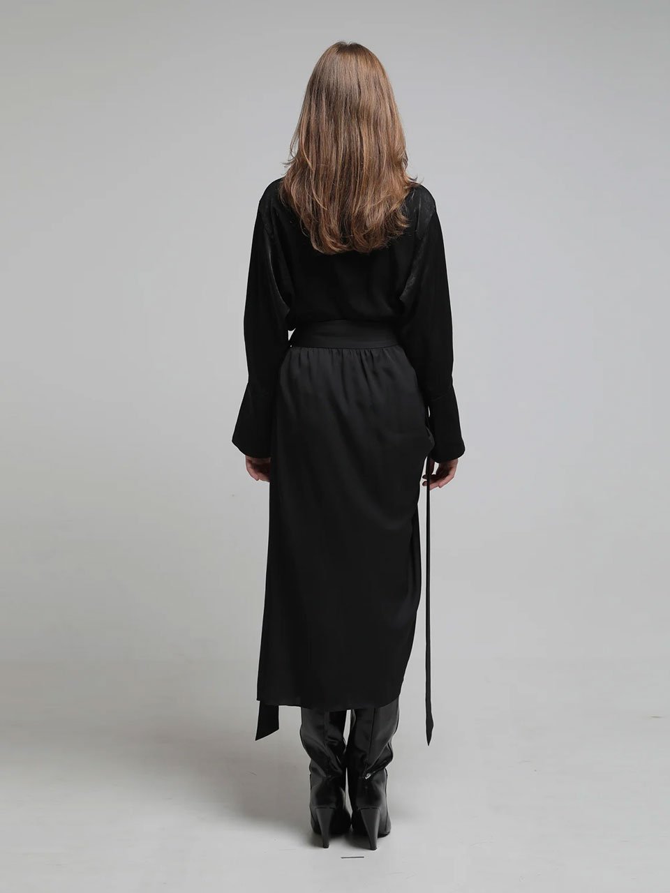 Draped midi skirt black - fasfas