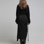 Draped midi skirt black - fasfas