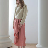 Draped midi skirt brick - fasfas