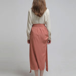 Draped midi skirt brick - fasfas