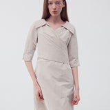 Draped wrap shirt dress baige