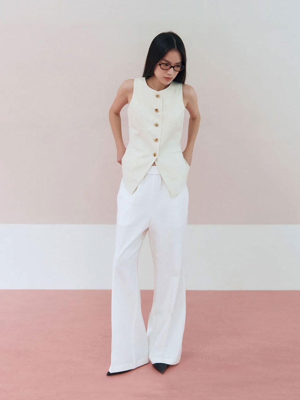 Draw string pants white - fasfas