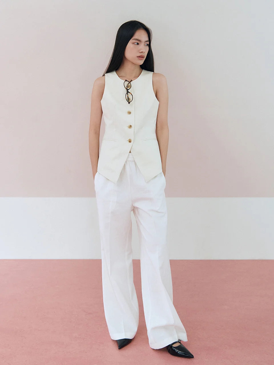 Draw string pants white - fasfas