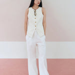 Draw string pants white - fasfas