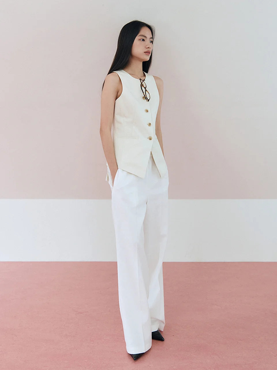 Draw string pants white - fasfas