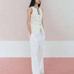 Draw string pants white - fasfas