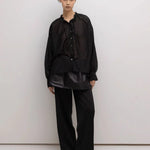 Drawstring ruffled-neck silk-blend cotton-poplin - fasfas