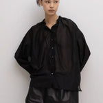 Drawstring ruffled-neck silk-blend cotton-poplin - fasfas