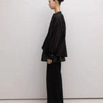 Drawstring ruffled-neck silk-blend cotton-poplin - fasfas