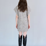 Drop shoulder asymmetric cutout beaded dress - fasfas