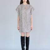 Drop shoulder asymmetric cutout beaded dress - fasfas