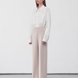 Elasticated waist straight leg trousers beige - fasfas
