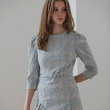 Embroidery h-line midi dress dark sky blue - fasfas