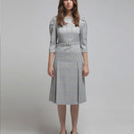 Embroidery h-line midi dress dark sky blue - fasfas