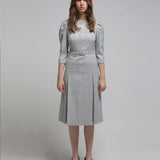 Embroidery h-line midi dress dark sky blue - fasfas