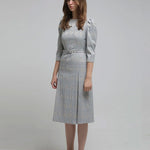 Embroidery h-line midi dress dark sky blue - fasfas