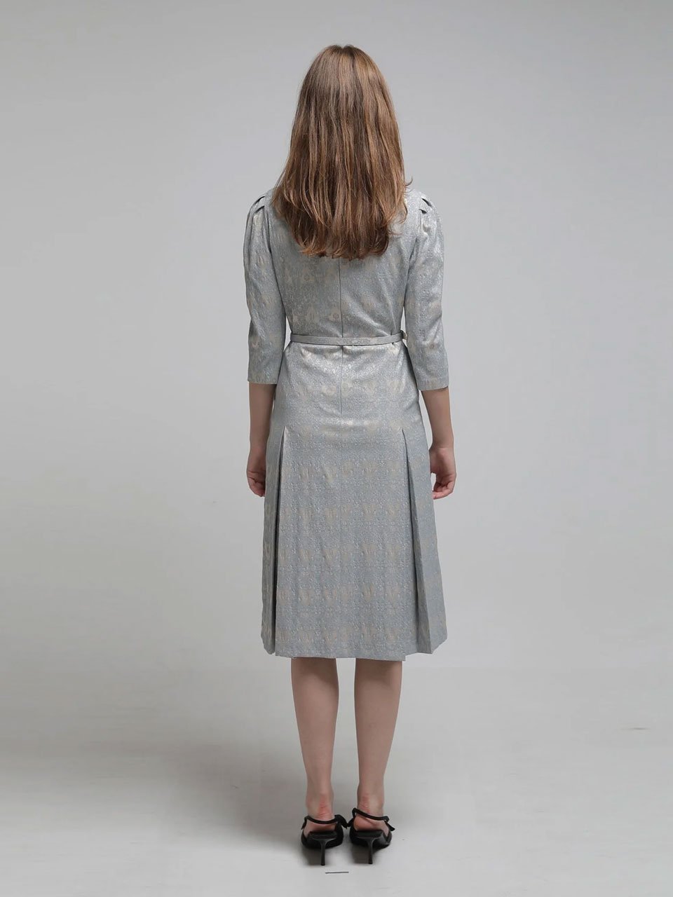 Embroidery h-line midi dress dark sky blue - fasfas